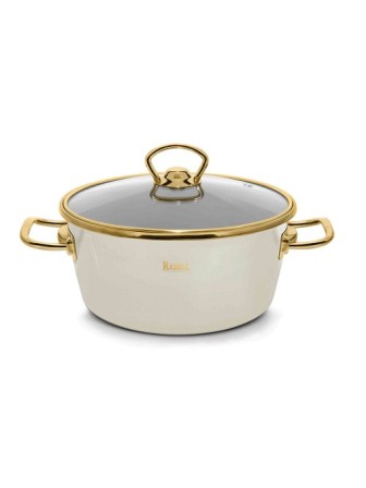 Кастрюля RASHEL Grand R0920 2,6л эмаль, ст.крышка, ручка золото; кремовый, индукция