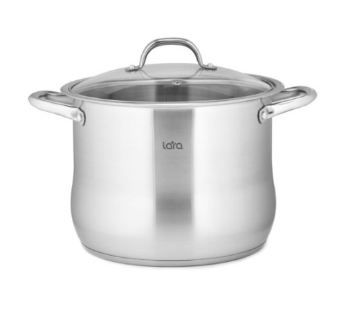 Кастрюля LARA Big Size LR02-42 9,6л нерж, индук, стекл.крышка