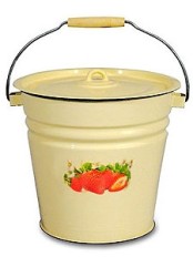 Ведро эмалированное 12 л, с крышкой, Стальэмаль 1с28с, Клубника садовая, кремовый