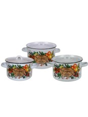 Набор кастрюль эмалированных (1,5 л, 2,9 л, 4,5 л) л, Стальэмаль 1с33, Смак, белоснежный