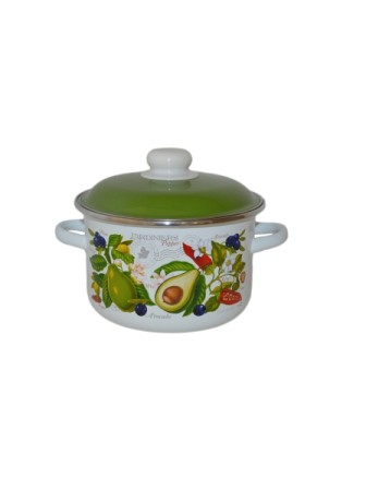 Кастрюля эмалированная 5,5 л, Стальэмаль 6RD221M, Авокадо, белоснежный