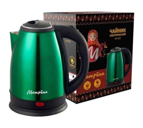 Чайник Матрёна MA-002 зеленый 1,8л, 1,5кВт, нерж.