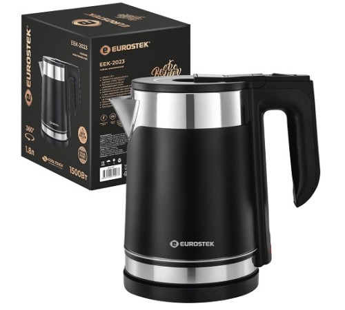 Чайник EUROSTEK ЕЕК-2023 1.8л,1.5кВт, 2-хслойный корпус, черный