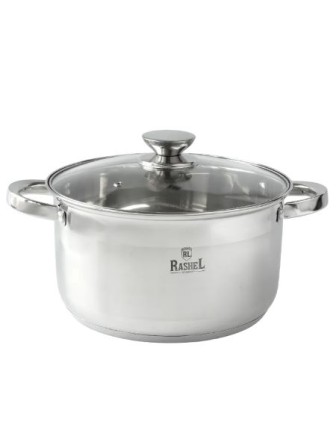 Кастрюля RASHEL Берта R-1900х 1,9 л из нержавеющей стали со стекл. кр., 14х9 см индукция