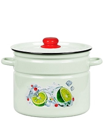 Кастрюля эмалированная 9 л, Стальэмаль 1с200с, Мохито, белоснежный