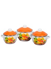 Набор кастрюль эмалированных (2 л, 3 л, 4 л) л, Стальэмаль 6КН021М, Orange, белоснежный