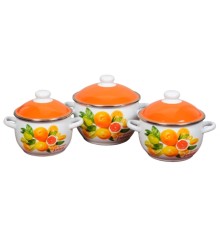 Набор кастрюль эмалированных (2 л, 3 л, 4 л) л, Стальэмаль 6КН021М, Orange, белоснежный