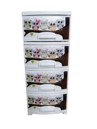 Комод РП-421 Совушки белый, 4 секции, РОССПЛАСТ