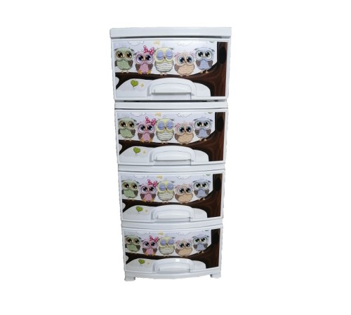 Комод РП-421 Совушки белый, 4 секции, РОССПЛАСТ