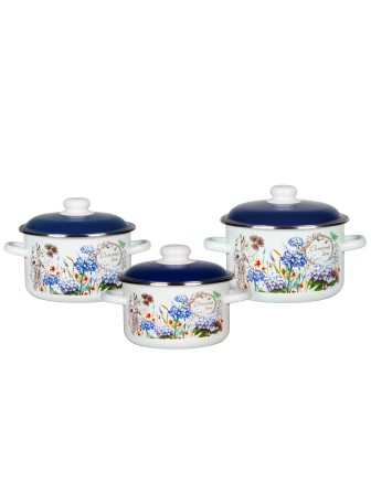 Набор кастрюль эмалированных (2 л, 3 л, 4 л) л, Стальэмаль 6КВ021М, Солнечный день, белоснежный