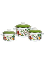 Набор кастрюль эмалированных (2 л, 3 л, 5,5 л) л, Стальэмаль 6KB191M, Вкусный компот, белоснежный