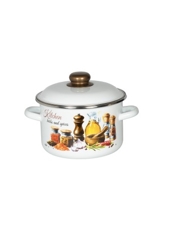 Кастрюля эмалированная 2 л, Стальэмаль 1RD161M, Специи, белоснежный