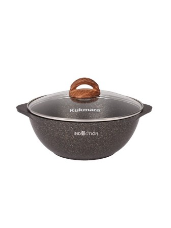 Казан о стеклянной крышкой Kukmara Granit Ultra Induction кгои37а, 3,5 л, антипригарное покрытие