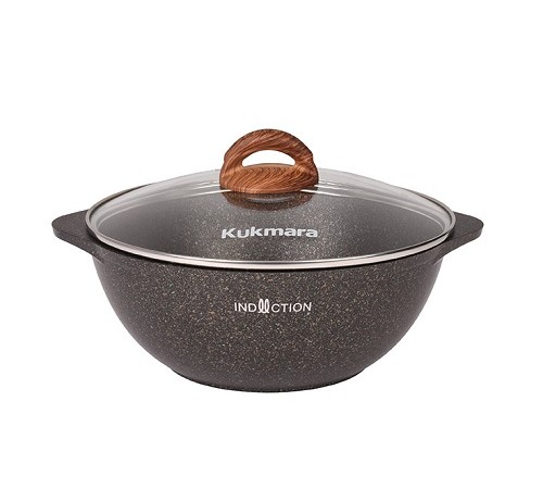 Казан о стеклянной крышкой Kukmara Granit Ultra Induction кгои37а, 3,5 л, антипригарное покрытие