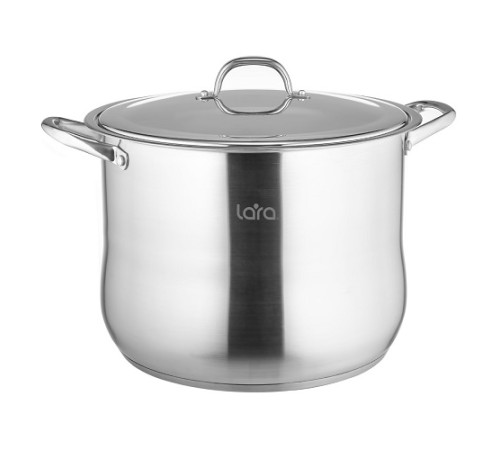 Кастрюля LARA Big Size LR02-44 13,6л нерж, индук, стекл.крышка