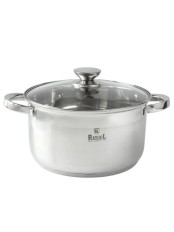 Кастрюля RASHEL Берта R-1500х 1,5 л из нержавеющей стали со стекл. кр., 14х9 см индукция