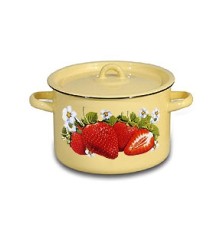 Кастрюля эмалированная 1,5 л, Стальэмаль 1с15с/1, Клубника садовая, кремовый