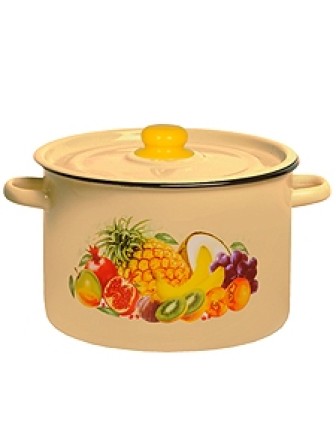 Кастрюля эмалированная 7 л, Стальэмаль 1с18с, Экзотика, кремовый