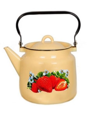 Чайник эмалированный  2 л, Стальэмаль 1с25с, Клубника садовая кремовый