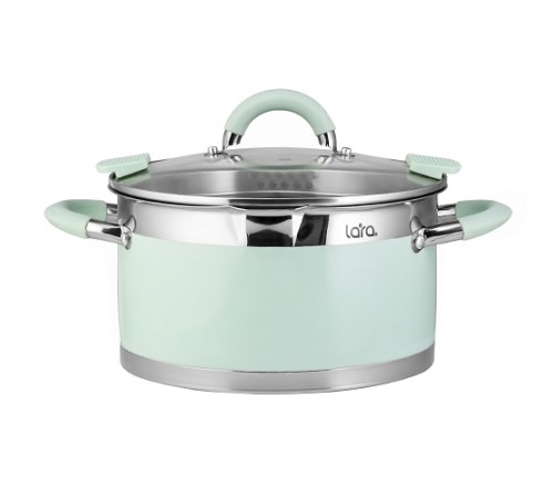 Кастрюля LARA MINT LR02-543 4,4л, 22x12см, носик, индукционное дно, крышка с бортом