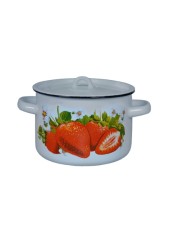 Кастрюля эмалированная 4,5 л, Стальэмаль 1с17с, Клубника садовая, серо-голубой