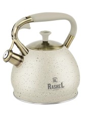 Чайник RASHEL М-7902 3л, нерж. сталь, со свистком, кремовый