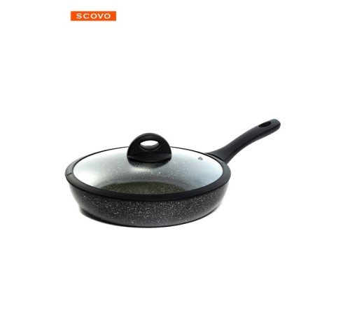 Сковорода Scovo Hi-Black HB-011, 28 см, стеклянная крышка 