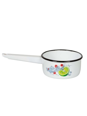 Ковш кухонный эмалированный  1 л, Стальэмаль 1с22с, Мохито белоснежный