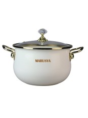 Кастрюля MARUSYA LUX R-77724 5 л перламутрова эмаль стекл. кр, ручка золото; цвет: крем, индукция