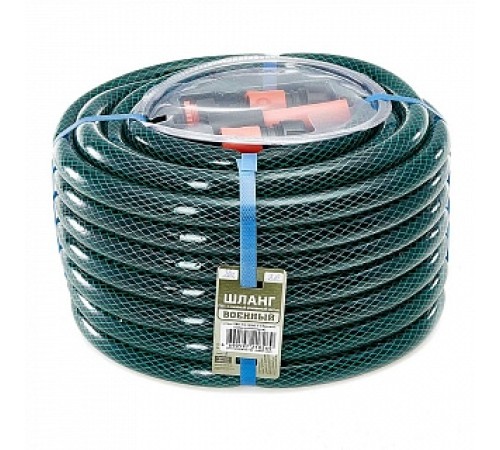 Шланг Гидроагрегат 20м ПВХ 3/4 Военный арм+фитинг, черно/зеленый, непрозрач.