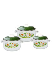 Набор кастрюль эмалированных (2 л, 4 л, 5,5 л) л, Стальэмаль 1с408, Ромашки лето, белоснежный