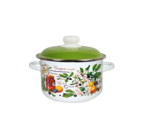 Кастрюля эмалированная 5,5 л, Стальэмаль 6RD221M, Вкусный компот, белоснежный