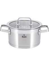 Кастрюля RASHEL Виктория R-200w 2 л из нержавеющей стали со стекл. кр., 16X10cm индукция