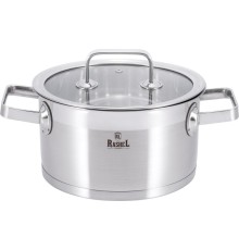 Кастрюля RASHEL Виктория R-200w 2 л из нержавеющей стали со стекл. кр., 16X10cm индукция