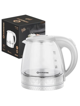 Чайник EUROSTEK ЕЕК-3003 1.2л,1,5кВт,стекло,белый