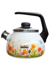 Чайник эмалированный  2 л, Стальэмаль 4с210я, Голландская белоснежный, со свистком