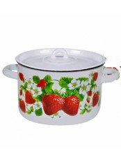 Кастрюля эмалированная 1,5 л, Стальэмаль 1с15с/1, Клубничная поляна, белоснежный