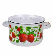 Кастрюля эмалированная 1,5 л, Стальэмаль 1с15с/1, Клубничная поляна, белоснежный