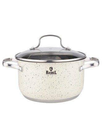 Кастрюля RASHEL Стефани R-407в 4,7л нерж, ст.крышка, покрытие антипригарное гранитное, индукция