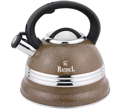 Чайник RASHEL M-7905 3,2л, нерж. сталь, со свистком, коричневый