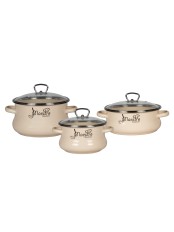 Набор кастрюль эмалированных (2 л, 3 л, 4 л) л, Стальэмаль 1KT131S, Маэстро, слоновая кость