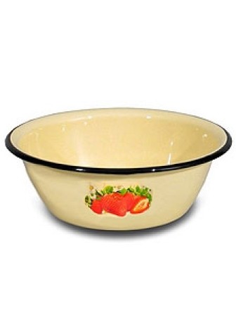 Миска эмалированная 0,8 л, Стальэмаль 1с5с, Клубника садовая, кремовый