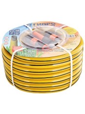 Шланг Гидроагрегат 20м ПВХ 3/4, желтый с черн.полосой+н/р коннекторов