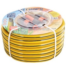 Шланг Гидроагрегат 20м ПВХ 3/4, желтый с черн.полосой+н/р коннекторов