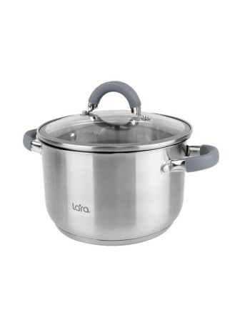 Кастрюля LARA КАЛИПСО LR02-275 5.1л, капсул.индук, крышка стекл