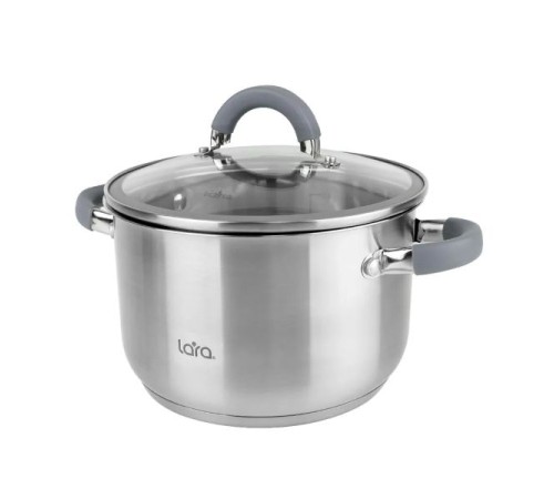 Кастрюля LARA КАЛИПСО LR02-275 5.1л, капсул.индук, крышка стекл
