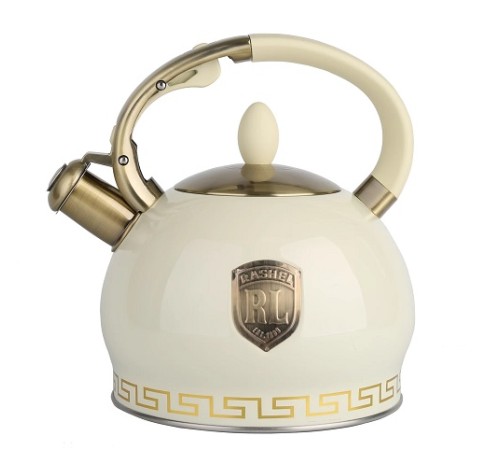 Чайник RASHEL М-7130 3л, нерж. сталь, свисток, кремовый