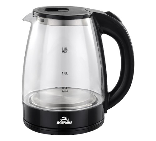 Чайник Добрыня DO-1254 черный, 1,8л, 1,8кВт