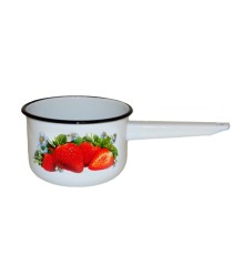 Ковш кухонный эмалированный  1,5 л, Стальэмаль 1с42с, Клубника садовая белоснежный