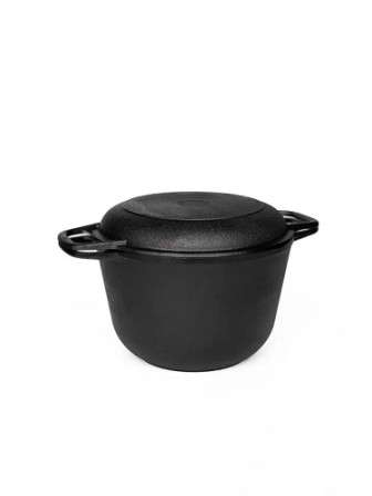 Кастрюля чугунная ГАРДАРИКА 1303-4 3л, 20см, с крышкой-сковородой